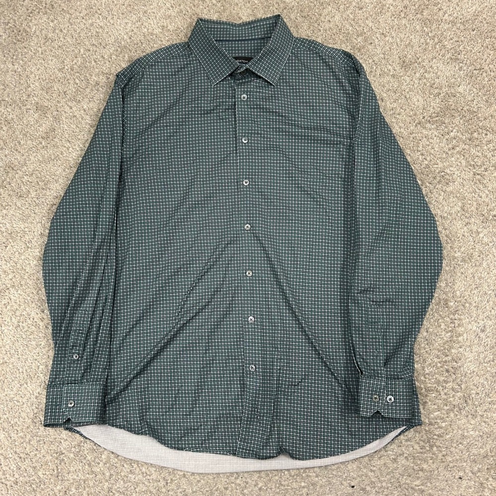 Bugatchi Button Down Ooohcotton Tech Xxl Teal Geo… - image 2